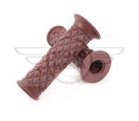 7/8" 22MM Cafe Racer Diamond Motorcycle Handlebar Grips Brown