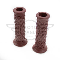 7/8" 22MM Cafe Racer Diamond Motorcycle Handlebar Grips Brown