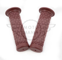 Dark Brown Motorcycle Bike Hand Grips 7/8" 22mm Diamond Pitbike Brat Cafe Racer