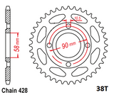 Front and Rear Sprocket Set Honda CG125 1977 -2005