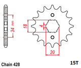 Gold Chain and Sprocket Set Honda CG125 1977 -2005 428H 116L 38T 15T Heavy Duty