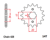 Chain and Sprocket Set Honda CB125 F GLR125 2015 - 2020