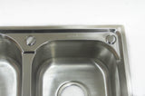 Double Bowl Kitchen Sink Stainless Overmount 72 x 38 cm inc Waste Kit