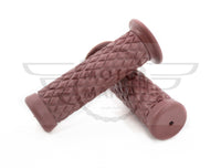 Dark Brown Motorcycle Bike Hand Grips 7/8" 22mm Diamond Pitbike Brat Cafe Racer