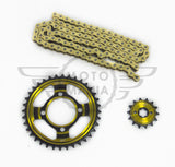 Gold Chain and sprocket set Honda Innova ANF125  ANF 125 all years