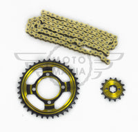 Gold Chain and sprocket set Honda Cub C50 C70 C90